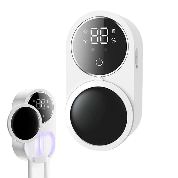 UV Toothbrush Holder for Bathrooms,2-Slot Wall Mount Toothbrush Timing Function Wall Mounted with Toothpaste Dispenser