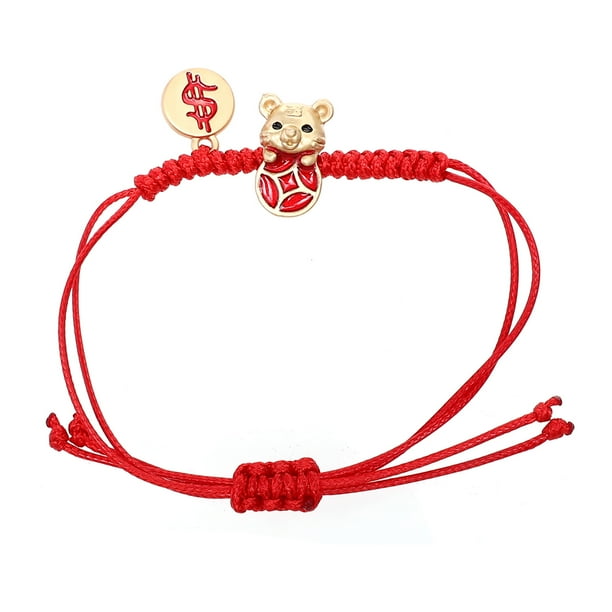 Pulsera con dije de tigre, amuleto, cuerda para bendición de cumpleaños, graduación y Año Nuevo.