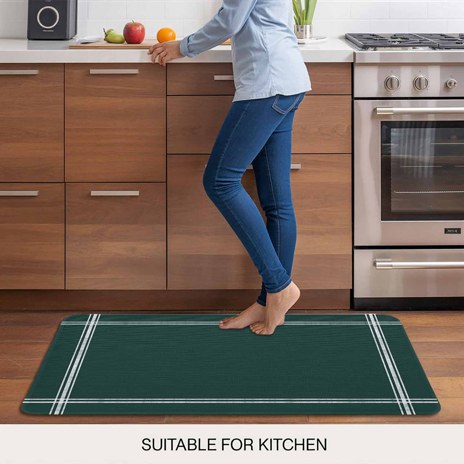 Pure Dark Green Doormat Outdoor Entrance 16"x24", Simple Solid Color Absorb Moisture Dirt Door Mats, Non-Slip Rubber Backing Floor Mats Indoor, Low-Profile Front Door Rugs