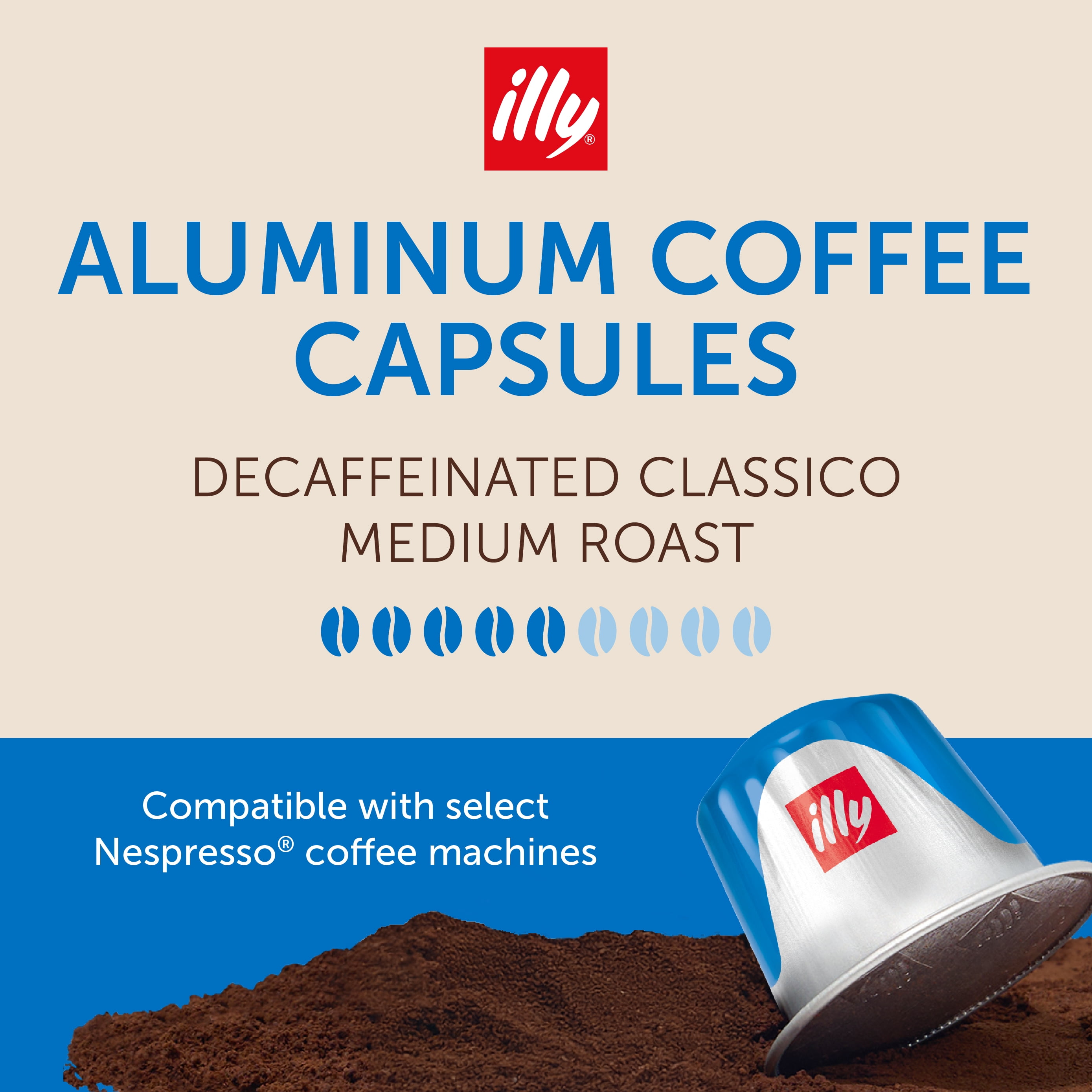 illy Espresso Coffee Pods for Original Machines, Decaf Medium Roast, Caramel & Chocolate Notes, 10 Ct (Pack of 10)