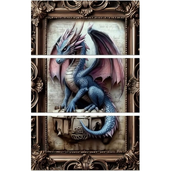 Rub on Transfer Decals for Furniture Crafts Decor Vintage Dragon 6"x12" 3Pcs Waterproof UV DTF Transfer Sticker for Lingerie Chests Drawer Dresser Glass Porcelain Wood Plastic