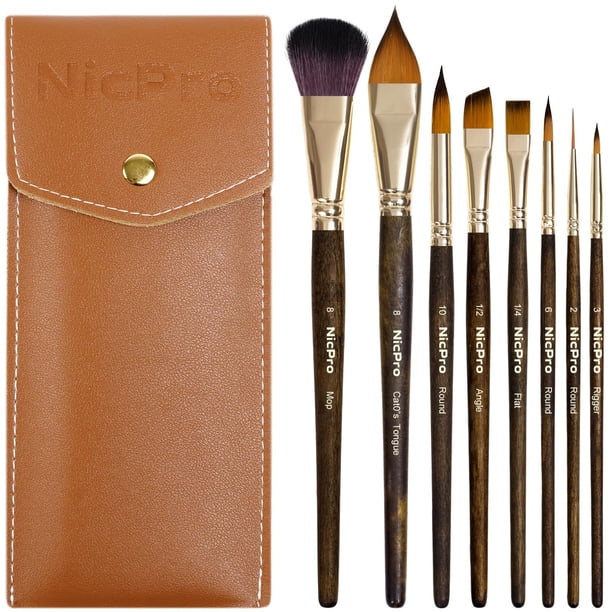 Set Profesional de 8 Pinceles para Acuarela Nicpro
