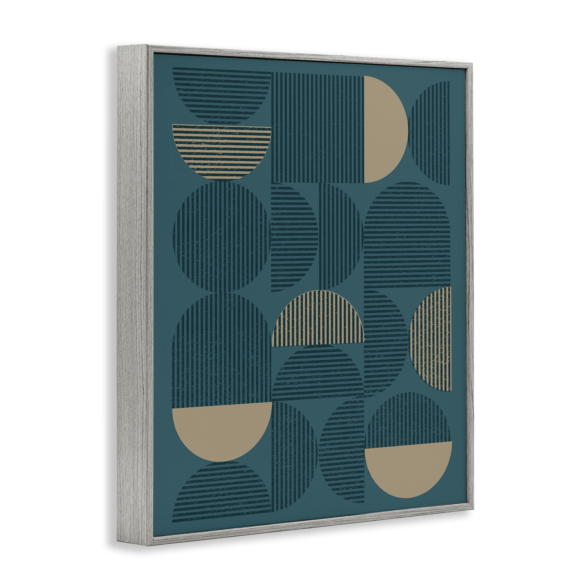 Stupell Industries Blue Modern Arch Shapes Abstract Painting Gray Framed Art Print Wall Art, 24 x 30