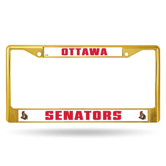 Ottawa Hockey Senators Chrome Metal (Gold Painted) License Plate Frame