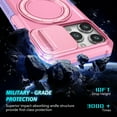 thumbnail image 5 of ELEHOLD Rugged Case for iPhone 14 Pro with Sliding Camera Lens Cover Rotation Ring Holder Stand Function Compatible with MagSafe Shockproof Cover for iPhone 14 Pro,pink, 5 of 8