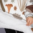 thumbnail image 3 of Oversized Wearable Blanket Hoodie,Brown Mushroom Leaf Light Pattern Sherpa Blanket Hoodie with Super Pockets,Super Warm Fuzzy Pullover for Women & Men, 3 of 6