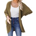 thumbnail image 1 of Long Cable Knitted Sweater Solid Color Cardigan Autumn Women Coat Open Front Warm Pullover Fashion Loose Knitwear Pockets Round Neck Outwear, 1 of 4