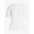 thumbnail image 6 of Free Assembly Women's and Women's Plus Cozy Yarn Shrunken Sweater Tee with Short Sleeves, Solid & Print, Lightweight, Sizes XS-4X, 6 of 6