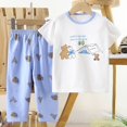thumbnail image 2 of FAOWME Kids Outfit Sets Toddler Boys Girls Summer Cartoon Printed Short Sleeved Tops And Shorts 2PC Children Suit Clothes Sets Cute O-Neck Dailywear, 2 of 3