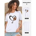 thumbnail image 4 of QAFOPEH Women Crew Neck Heart Football Printed Short Sleeve T-Shirt, 4 of 6