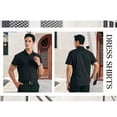 thumbnail image 3 of Mens Short Sleeve Dress Shirts Casual Button Down Shirt Inner Contrast Formal Business Shirt Black, 3 of 6