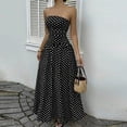 thumbnail image 7 of XUNKUSGA Cocktail Dresses for Women Trendy Polka Dot Strapless Womens Maxi Dress Casual Smocked Tube Top Swing Flowy Wedding Guest Dress,Black,S, 7 of 7