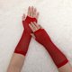 thumbnail image 5 of Accesorios de disfraz de fiesta de malla sin dedos para mujeres de los años 1980, guantes de red 2 pares rojos largos-2 pares, 5 of 5