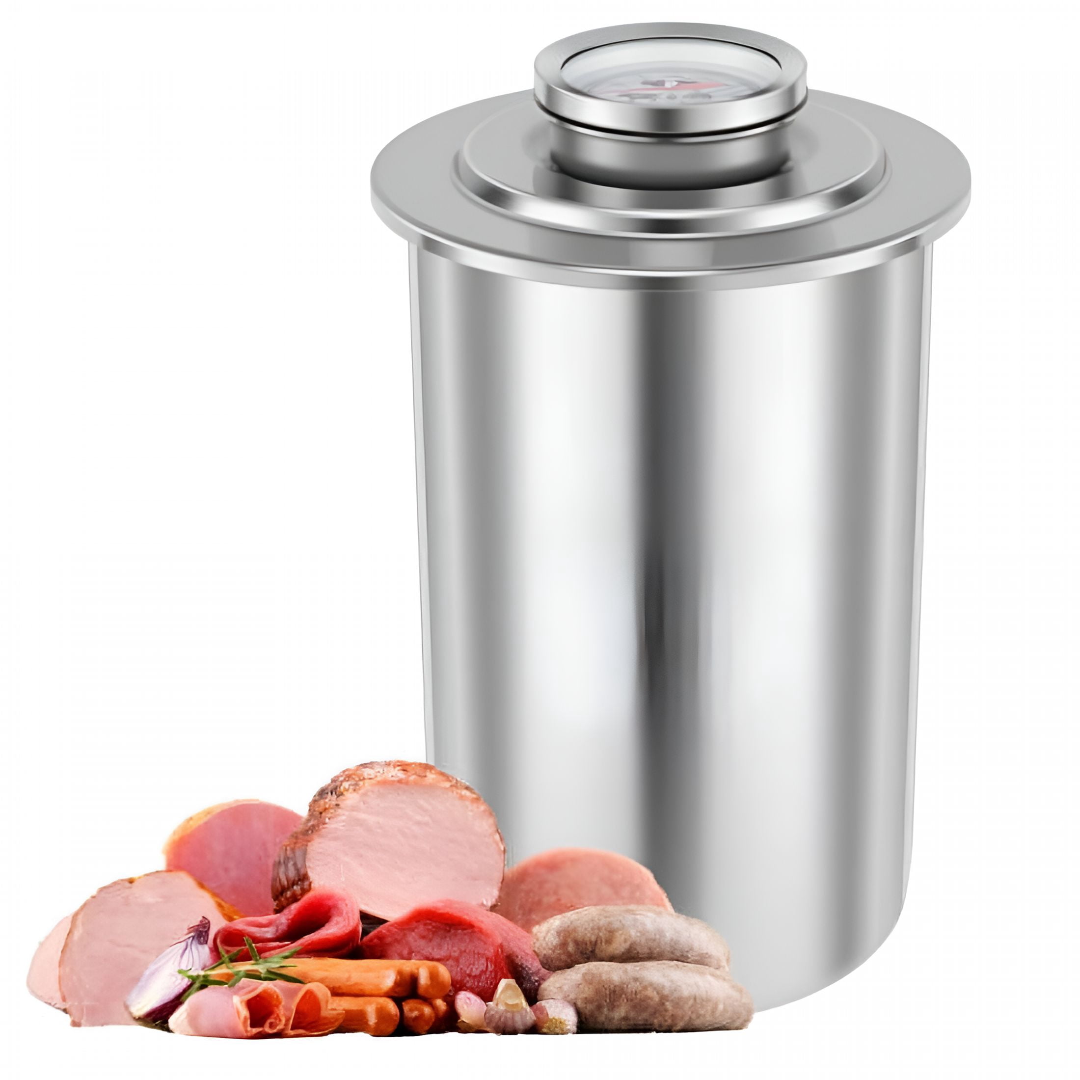 ACDANC Ham Maker Stainless Steel Meat Press Cooker Large Capacity Ham Press Maker Round Shape Deli Meat Press Mold Homemade Deli Meat Ham Press Cooker with Thermometer for Meat Pork Poultry