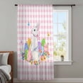 thumbnail image 4 of Easter Sheer Curtains 54 Inches Long, Spring Watercolor Bunny Eggs Butterflies Pink Plaid Light Filering Curtains, Breathable Simi Curtain Privacy Drapes for Kitchen Bathroom Nursery Window Treatment, 4 of 9