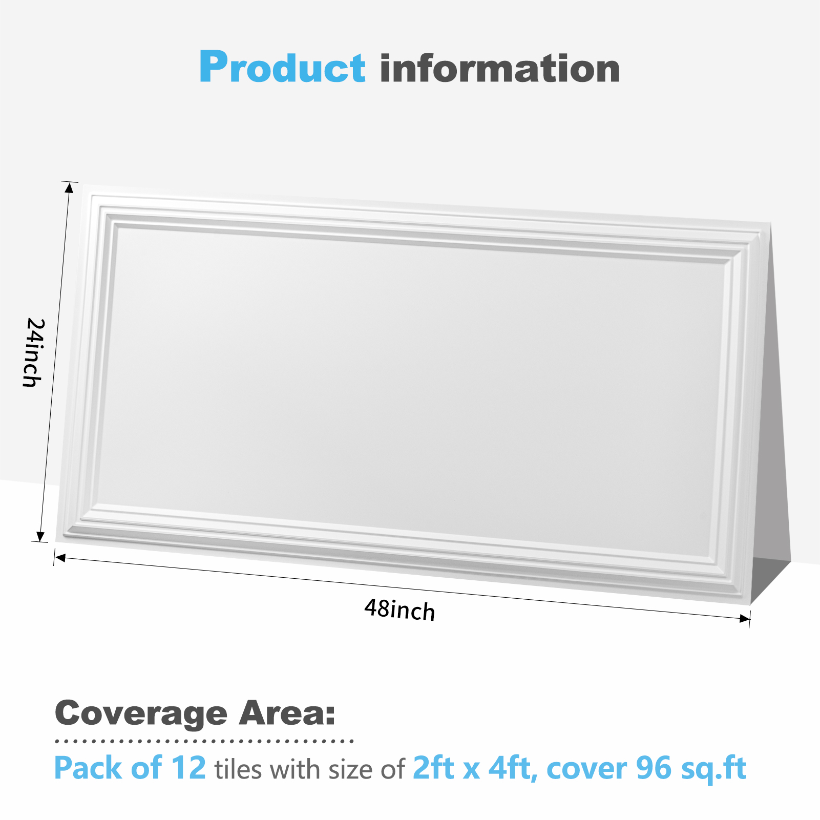 24" x 48" Drop in PVC Ceiling Tiles,12-Pack White Decorative 3D Ceiling Panels for Home Decor,Waterproof & Easy Installation,96 sq.ft./Case