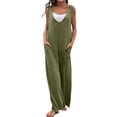 thumbnail image 3 of Kureaily Women Summer Wide Leg Jumpsuit Sleeveless V Neck Casual Loose Jumpsuit Comfy Baggy Tank Romper With Pockets Straight Leg Pant, 3 of 4