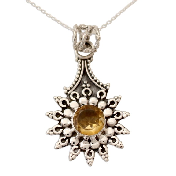 Novica Citrine Star Of Jaipur Handmade Women's Jewelry Pendant Necklace