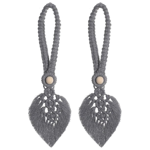 Paquete de 2 sujeciones tejidas con cuerda para atar cortina para Gris Zulema Cuerda de corbata de cortina