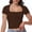 Coffee, variant on Womens Square Neck Short Sleeve T Shirts Double Lined Basic Causal Slim Fit Tops