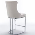 thumbnail image 6 of Modern Velvet Counter Stools Set of 2, 26 Inch Upholstered Bar Height Chairs with Tufted Button Back and Chrome Metal Legs for Kitchen Island, Beige, 6 of 10