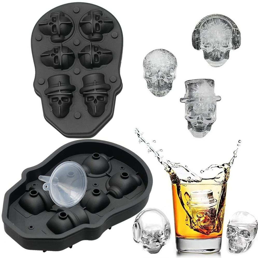 Skull Ice Cube Molds, 3D Skull Ice Cube with Lid, Funny Ice Skull for  Whiskey, Cocktails and Juice Drinks with Mini Funnel | Walmart Canada