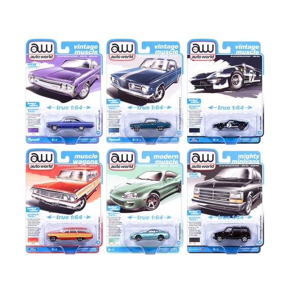 Auto World Premium 2025 Release 3 Set B of 6 Pieces 1/64 Diecast Model Cars by Auto World