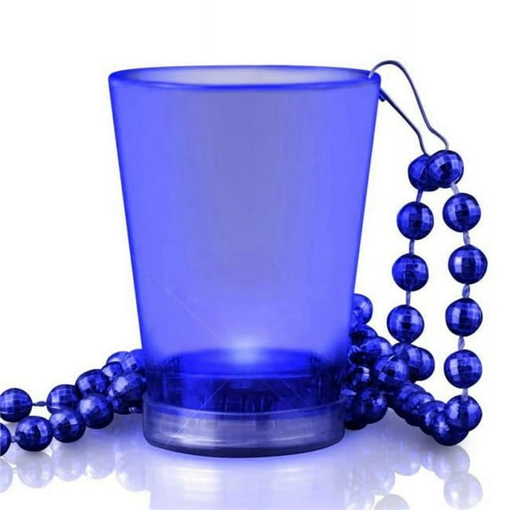 Light Up Blue Shot Glass on Blue Beaded Necklaces