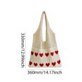 thumbnail image 2 of Yucurem Women Crochet Tote Handbag Heart Pattern Ladies Daily Handbag (Apricot Red) Fashion shoulder bag (B), 2 of 10