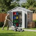 thumbnail image 3 of Giantfurnni 8x6 FT Resin Outdoor Storage Shed Weather Resistant Tool Shed with Windows and Air Vent for Backyard,Garden,Lawn, 3 of 14