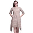 thumbnail image 1 of Bimba Kurti Asymétrique Imprimée de Feuilles Roses et de Canard Colvert pour Femmes, Robe Tunique d'Été Indienne, XX-Grand, 1 of 6