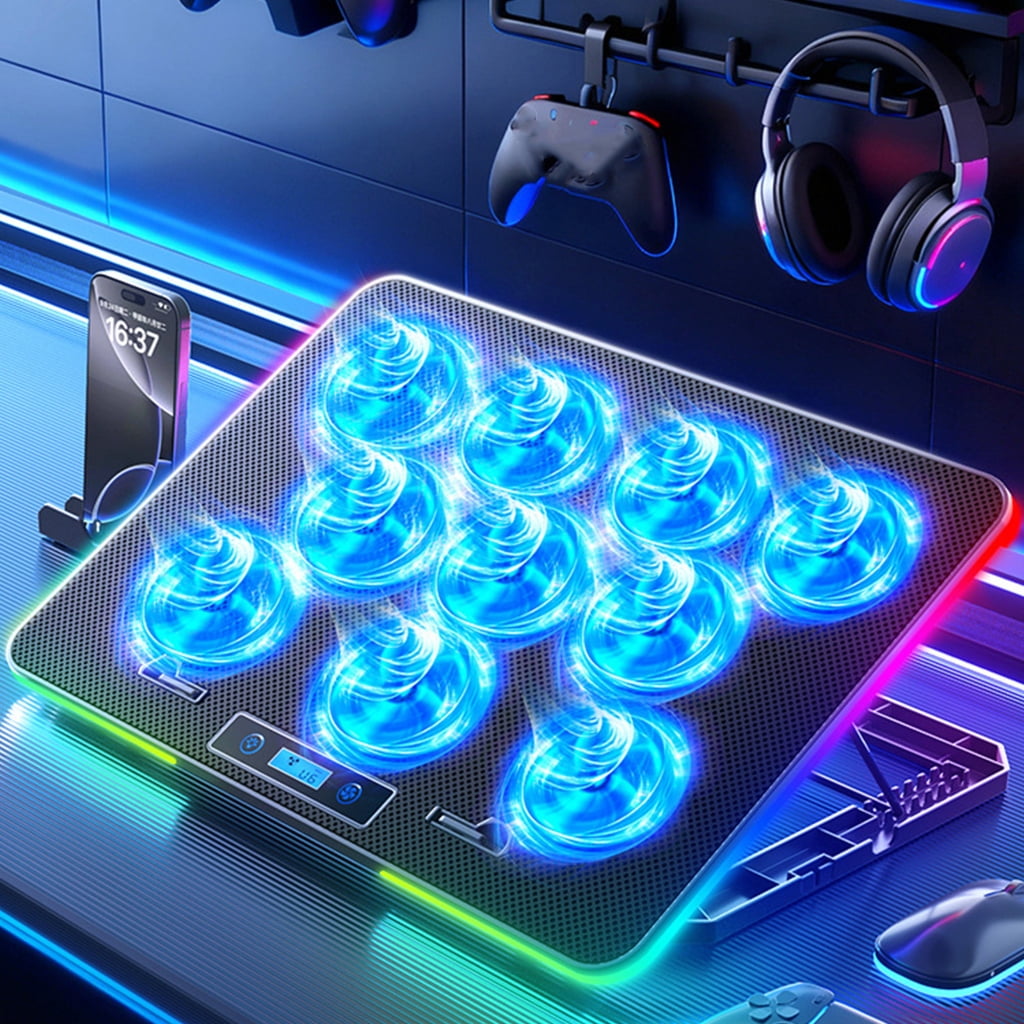 Miiottaa Multiple Speed Adjustable Metal Laptop Coolers Stand Builts In RGBs Lighting System