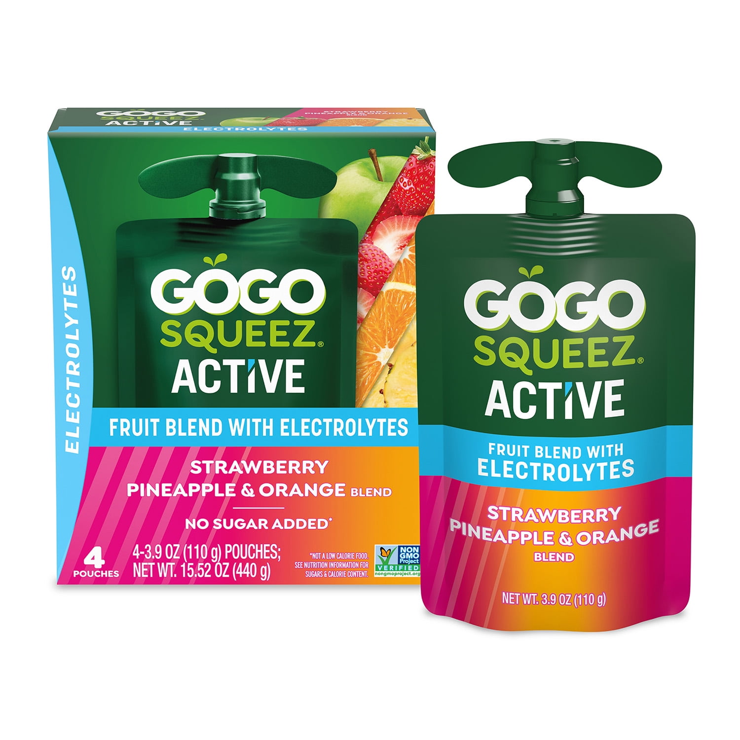※ GOGO73 ※ GoGo squeeZ Active Electrolyte No Sugar Added Strawberry Pineapple