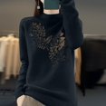 thumbnail image 4 of Aueoeo Fall Sweater, Sweater Dress For Women Solid Color Rhinestone Half High Neck Knitted Base Sweater Sweater Sweaters For Teens, 4 of 4