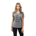thumbnail image 2 of Thread Tank Ask Me About Jesus Women's Relaxed V-Neck T-Shirt Tee Heather Grey Small, 2 of 4