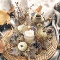 thumbnail image 2 of Thanksgiving Artificial Pumpkins Sunflower Candle Ring, Wreath Fall Centerpiece Candle Holder for Thanksgiving Party Farmhouse Table Door Pillar Decoration, 2 of 8