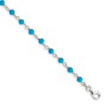 thumbnail image 3 of 925 Sterling Silver Genuine Turquoise Bead Polished Bracelet for Women 7.5", 3 of 8
