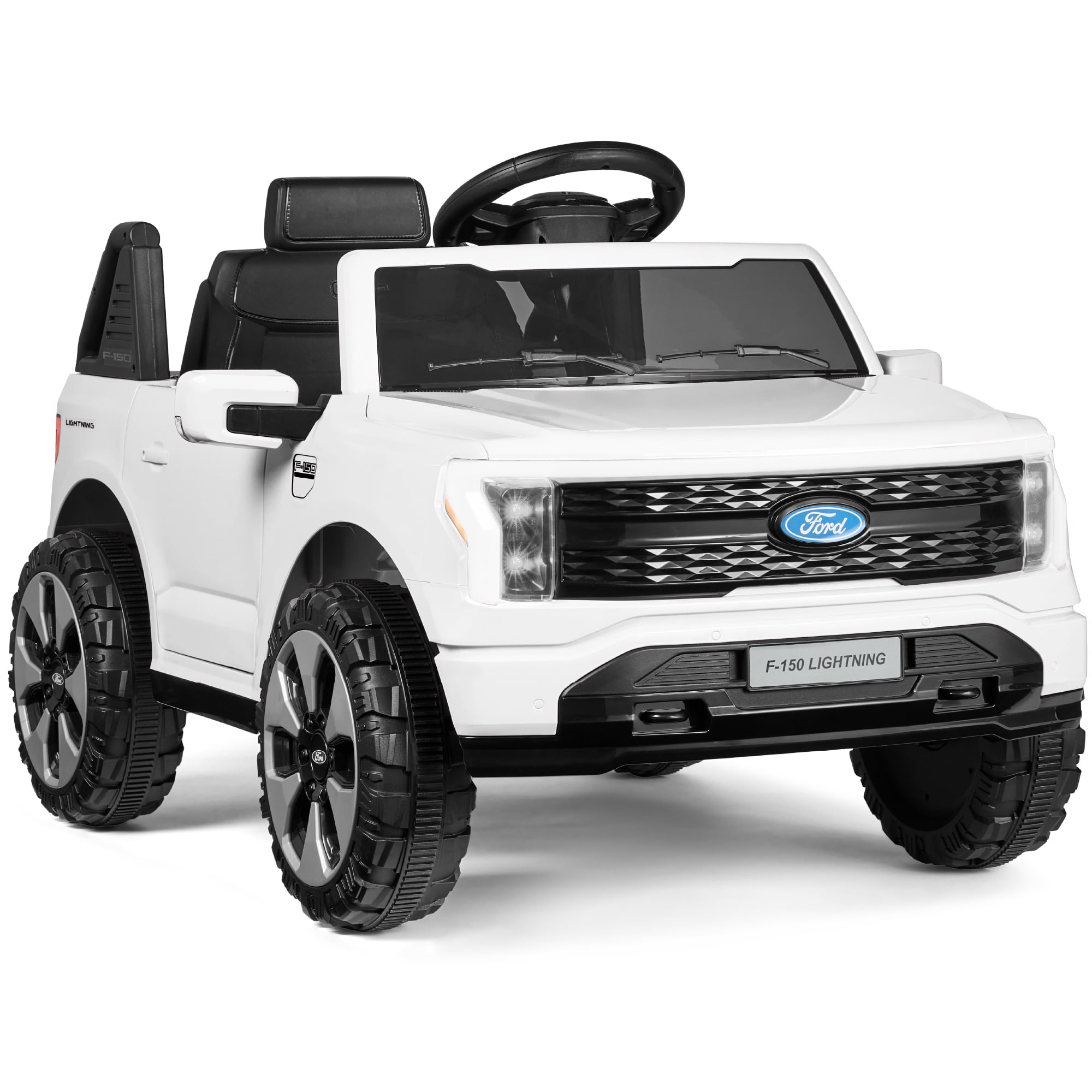 Best Choice Products Kids 12V Ride On Car Officially Licensed Ford Lightning Truck w/ Remote, LED Lights - White