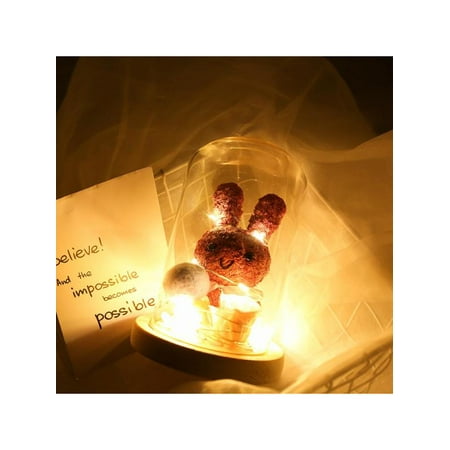 

Seaweed Rabbit in a Glass Dome With LED Light Valentine s Day Birthday Xmas Gift