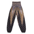 thumbnail image 3 of MERIGLARE Pantalon Harem en Polyester Taille Smockée Coloré Été Mode Décontractée Femmes Noir, 3 of 9