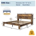 thumbnail image 5 of Wooden King Bed Frame with Storage Headboard, Modern Rustic Farmhouse Platform Bed with Charging Station, LED Light, No Box Spring Needed, Noise Free, Easy Assembly, Vintage Brown, 5 of 9