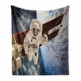 thumbnail image 1 of Outer Space Soft Flannel Fleece Blanket, International Station Global Communication Orbiting over the Earth Rocket Photo, Cozy Plush for Indoor and Outdoor Use, 60" x 80", Multicolor, by Ambesonne, 1 of 6