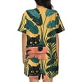 thumbnail image 6 of Fuzoiu Cat Hiding In Potted Plants Print Women's Short-Sleeved Pajama Set,Lounge Sleepwear Set,Womens Pajama Sets 2 Piece,Button-Up Top and Shorts with Pockets-3X-Large, 6 of 7