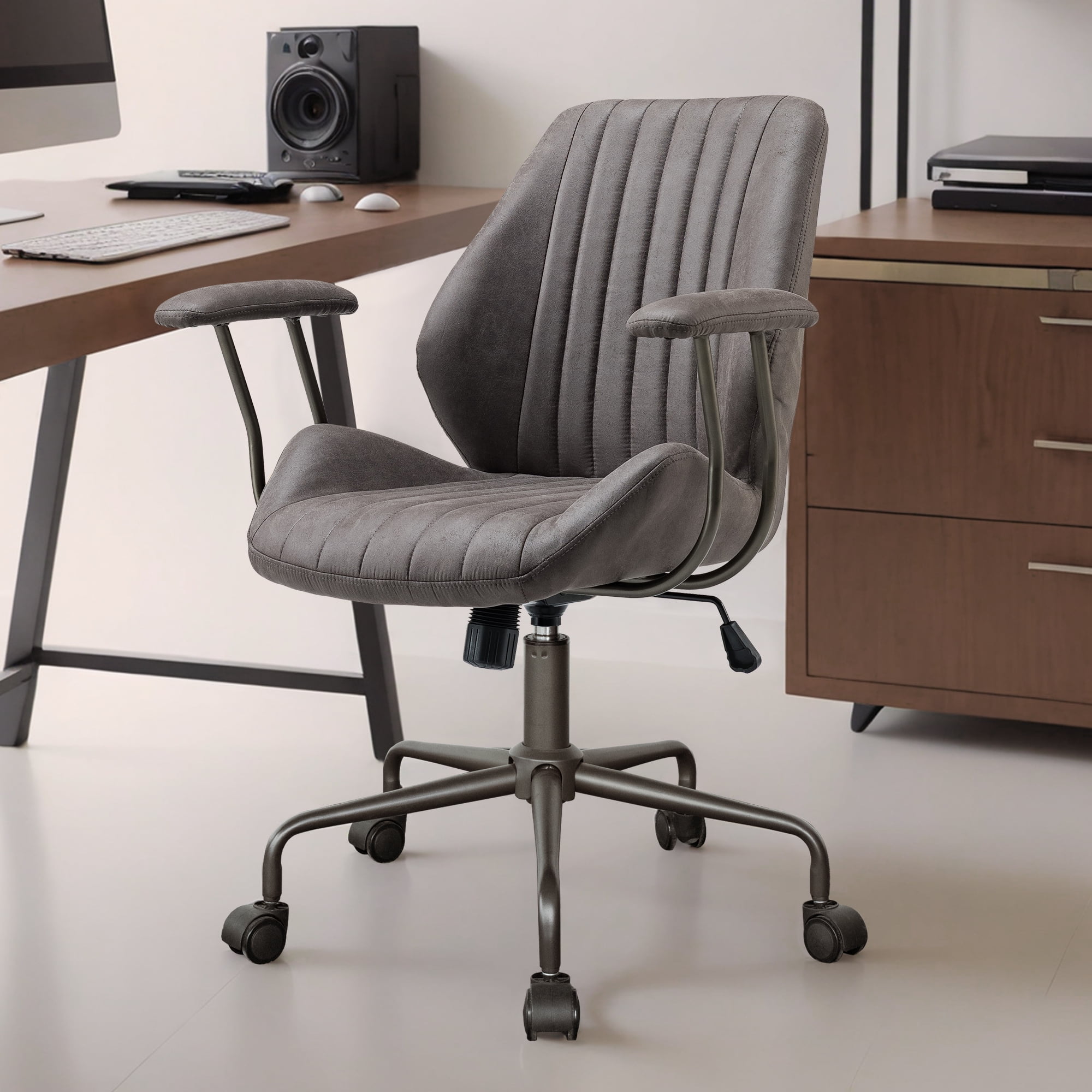 XIZZI Suede Fabric Desk Chairs for Executive or Home Office, Modern Ergonomic Computer Office Chair, Gray