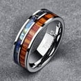 thumbnail image 3 of 8mm Male and Female Wood and Shell Inlay Tungsten Carbide Ring Wedding Band Flat Edge Comfort Fit Size 7-12, 3 of 6