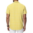thumbnail image 7 of hoksml Men's Plaid Short Sleeve Camp Collar Button Down Shirts, Regular Fit Breathable Casual Tops for Beach Daily Vacation, 7 of 7