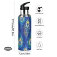 thumbnail image 5 of ALAZA Artistic Peacock Feathers Water Bottle Insulated Flask Stainless Steel Straw Lid 20 oz, 5 of 6