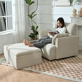 thumbnail image 3 of Modern Oversized Accent Chair with Storage Ottoman in Fabric, Living Room Chair for Relaxation & Style,Beige+Grey, 3 of 13
