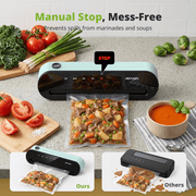 AIRMSEN Fully Automatic Vacuum Sealer Machine, 5-In-1 Food Sealer with External Accessory, Cutter, Pulse Vac, Manual Stop, Includes 1 Roll + 5 Vacuum Bags