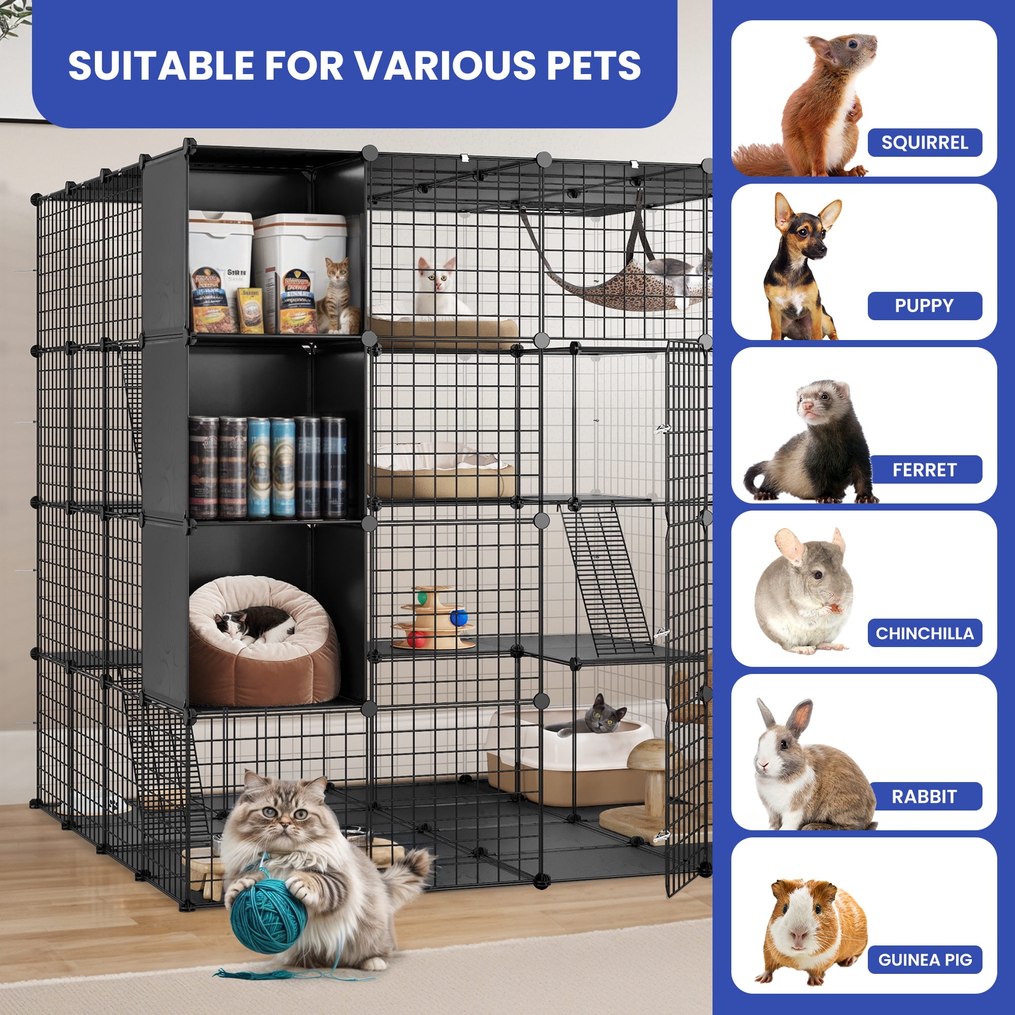 ModFusion Large 4‑Tier Cat Catio Cage for 1‑4 Cats Metal Indoor Outdoor Enclosure